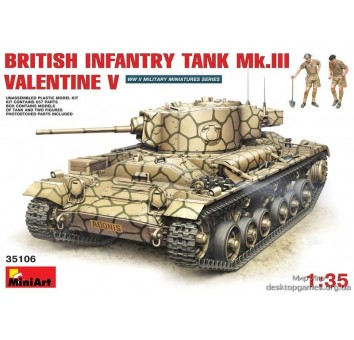 Британский пехотный танк Mk.3 Valentine (Валентайн) V с экипажем