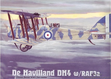 Пластиковая модель самолета Havilland DH4 w/RAF3a