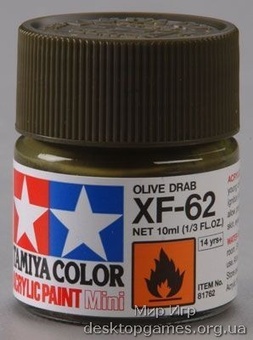Акриловая краска 10мл Mini XF-62 оливковый драб (матовая)