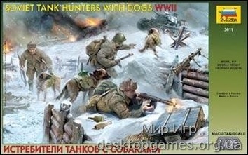 Soviet tank hunters with dogs