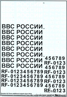 Декаль: Дополнительные опознавательные знаки ВВС России (образца 2010 года) - фото 5